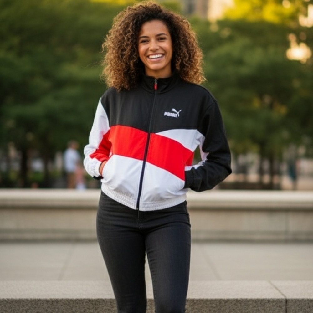 Womens puma colorblock zip up